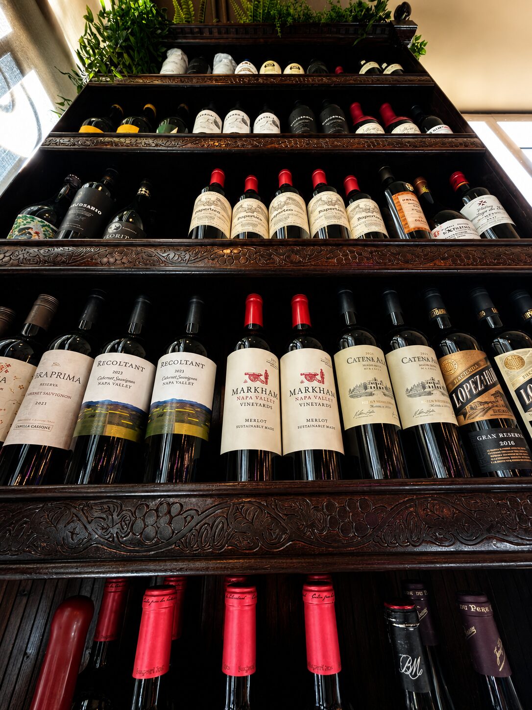 Wine racks at Renzo's Wine & Bar, St. Petersburg